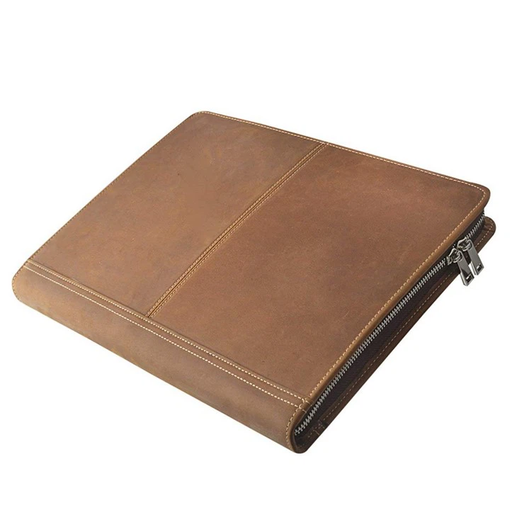 leather portfolio with zipper