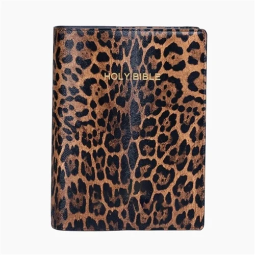 Snyggt leopardtryck PU-läder bibelfodral