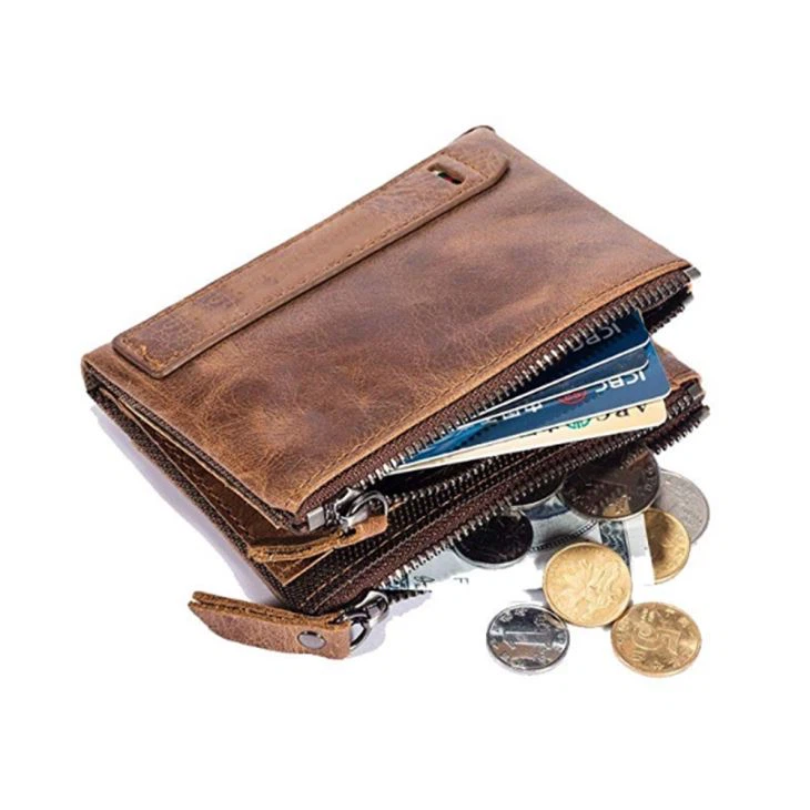 Bifold Zipper PU Leather Card Holder Women