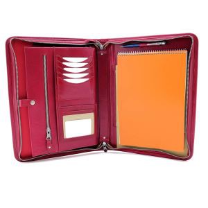 Zipper Closure A4 PU Folder Leather Portfolio