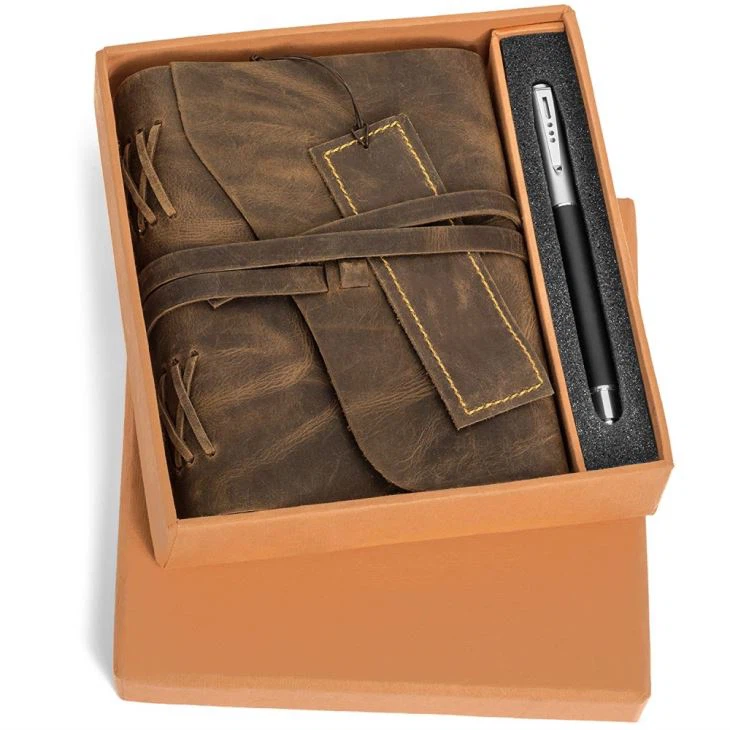 Leather Notebook And Pen Set