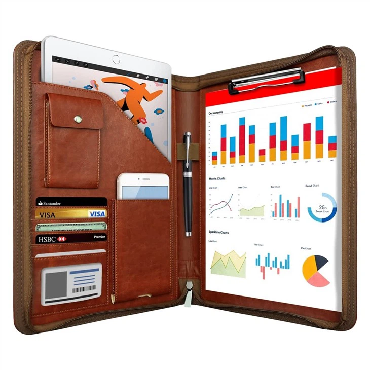 Brown Leather Portfolio Folder